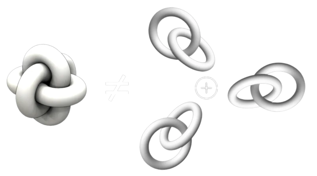 Borromean rings: three loops linked together though no two are linked